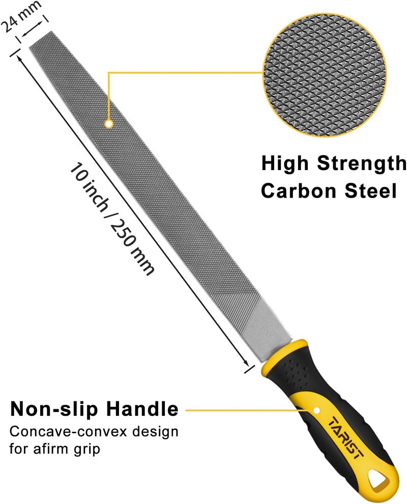 TARIST 10 inch Flat Metal File, Professional Carbon Steel file, Tool Sharpener for Professionals and DIY - Image 1